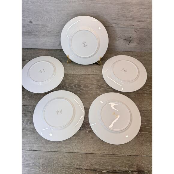 Wedgwood Vera Wang 9” Green Pineapple Gold Trim Accent Salad Plate-Set Of 5 - Picture 8 of 9